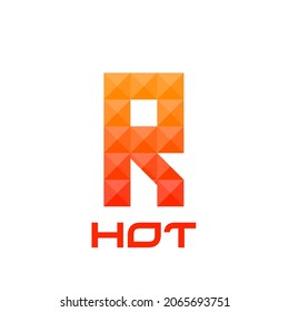 Letter R logo with bright fire colors concept. Good for print, business logo, design element, t-shirt design etc. Vector illustration.