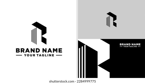 LETTER R LOGO BUILDING CONSTRUCTION REAL ESTATE INVESTMENT EDITABLE