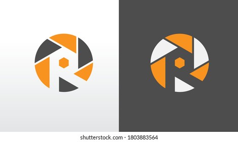 Letter R  Logo, Camera Lense Icon With Letter R Inside, Flat Logo Design Template, Vector Illustration