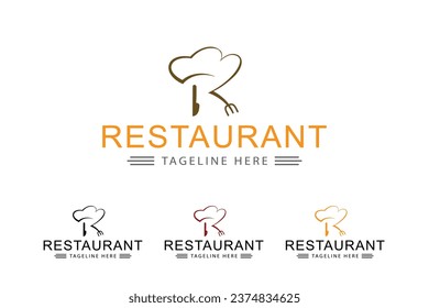 Letter R logo with chef hat. suitable for restaurant logos, chefs, food store. simple logo design editable.