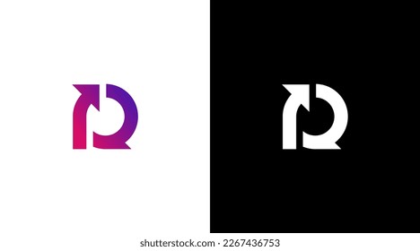 Letter R logo and circle geometric vector monogram icon style Design template