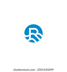 Letter R Logo circle initial, Flat Vector Logo Design Template simple abstract blue.