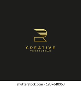 letter r logo collection with modern concept gold colour for finance  company Premium Vector. part 3