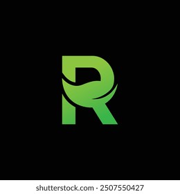 Combinación de hoja verde y letras iniciales Diseño de Vectores de diseño de logotipo R