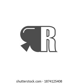 Letter R logo combined with spade icon design vector