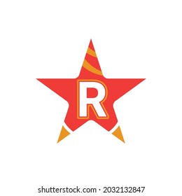 Letter R logo concept. letter R monogram logo inside star icon. isolated on white background