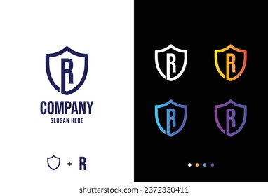 Letter r logo concept, secure r logotype in various forms