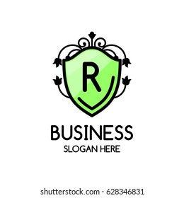 Letter r logo , creative Green symbol floral emblem , Elegant calligraphic ornament line art monogram logo design for photographer , Fashion & wedding photography logo design . vector illustration
