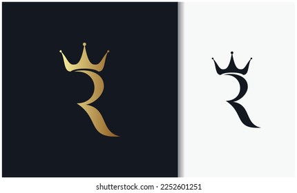 Letter R logo with crown above