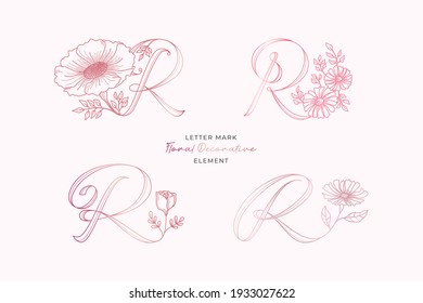 Letter R logo decorative element set