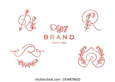 Letter R logo decorative element set