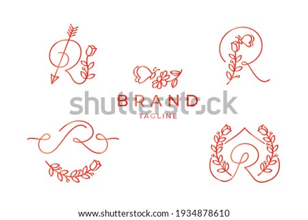 Letter R logo decorative element set