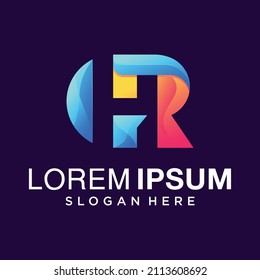Letter R logo design with 3d colorful style Premium Vector, letter R logo design