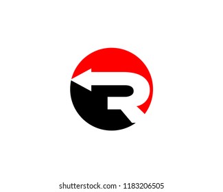 Letter R logo design with arrow symbol