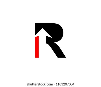 Letter R logo design with arrow symbol