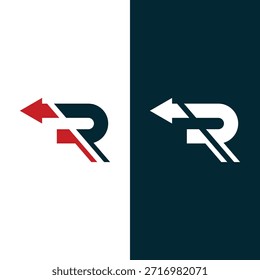 Letra R Logo Diseño Flecha Símbolo Vector de stock.