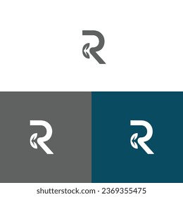 Letter R logo design concept negative space style. 
Abstract sign constructed from check marks.
 Vector elements template icon.