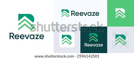 Letter R logo design, Creative simple modern monogram letter R combination with icon arrow or up for identity symbol, Vector sign R illustration template element, initial R for business identity logo