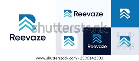 Letter R logo design, Creative simple modern monogram letter R combination with icon arrow or up for identity symbol, Vector sign R illustration template element, initial R for business identity logo