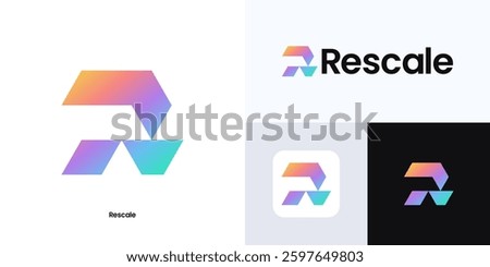 Letter R logo design, Creative simple modern monogram letter R combination with gradient colorful for identity symbol, Vector sign R illustration template element, initial R for business identity logo