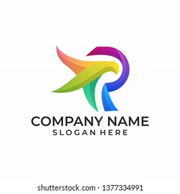 Letter R logo design with Dove Bird concept for Business Company . Abstract letter logo Design Template
