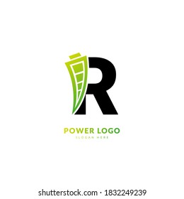 Letter R. Logo design for energy. Battery logo design element fit for company and busines
