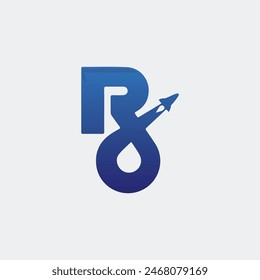 letter r logo design idea template with rocket launch 