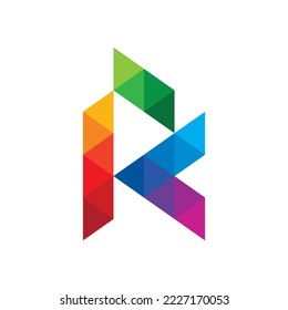 Logo-Design des Buchstaben R, Initial R mit Spielsymbol, Medienlogo modern, einzigartig, kreativ, Vektorgrafik