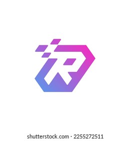 Letter R logo design, initial R digital logo