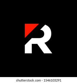 letter R logo design inspiration . R logo with sporty style . R with triangle red accent