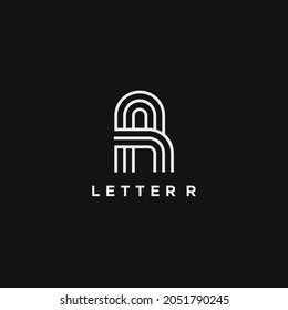 Letter R logo design. Linear creative minimal monochrome monogram symbol. Universal elegant vector sign design. Premium business logotype. Graphic alphabet symbol for corporate business identity