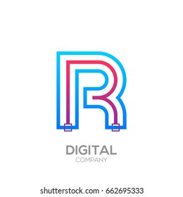Letter R Logo Design, Linked shape square, Technology and digital, Connection vector logotype
