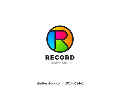 Letter R Logo design Media Entertainment vector template Circle shape style.