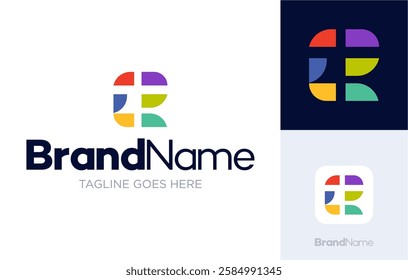 Letter R logo design, modern abstract geometric colorful design illustrations, Logotype concept symbol icon vector templates, Usable for Growing Business, Branding, Identity, Marketing, etc.