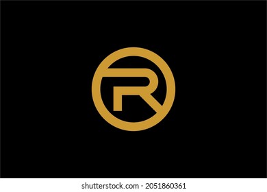Letter R logo design. Monogram R type abstract symbol. Initial R in circle vector icon.