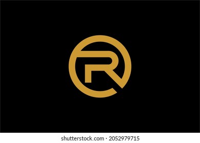 Letter R logo design. Monogram R type abstract symbol. Initial R in circle vector icon.
