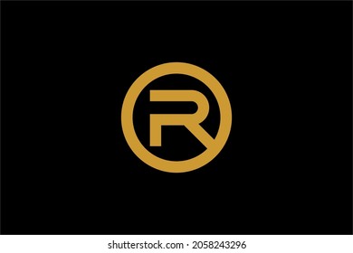 Letter R logo design. Monogram R type abstract symbol. Initial R in circle vector icon.