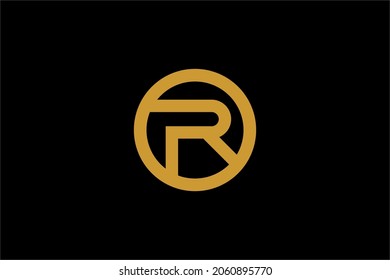 Letter R logo design. Monogram R type abstract symbol. Initial R in circle vector icon.