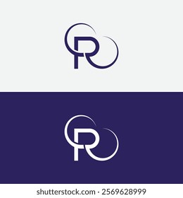 Letter R logo design. Monogram R type abstract symbol. Initial R in circle vector icon.
