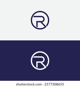 Letter R logo design. Monogram R type abstract symbol. Initial R in circle vector icon.
