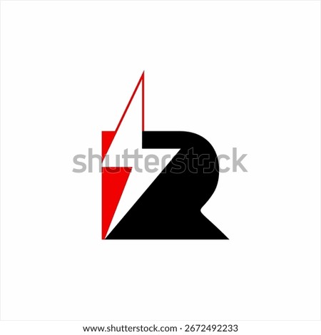 Letter R logo design with number 7 and lightning symbol.