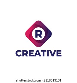 Letter R logo design with simple gradient style, professional logo design template