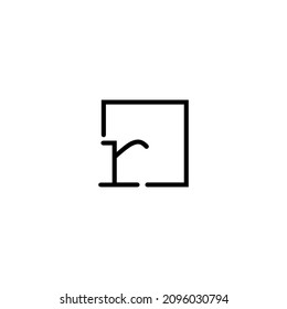 letter r Logo design with square frame line art. Vector illustration for Business logo, icon and symbol