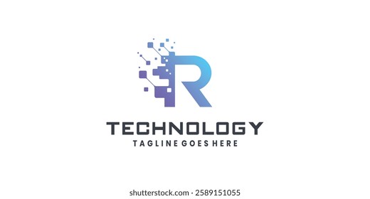 Letter R logo design for technology