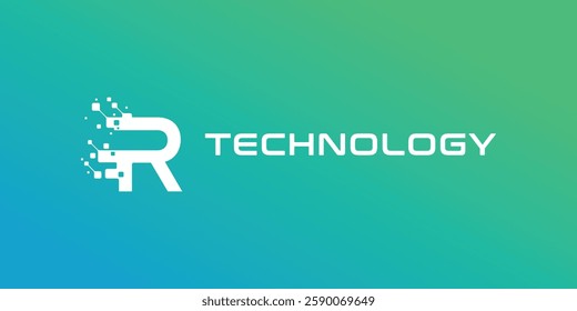 Letter R logo design for technology