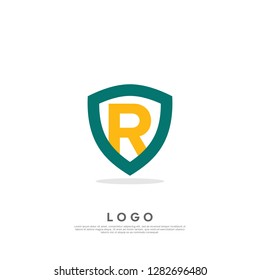 letter R logo design template. creative sign. Universal vector icon. SHIELD style - Vector