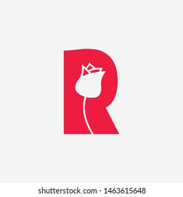 Letter R logo design template. Rose logo design