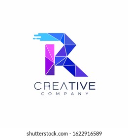letter R logo design template. Art tech media app creative sign