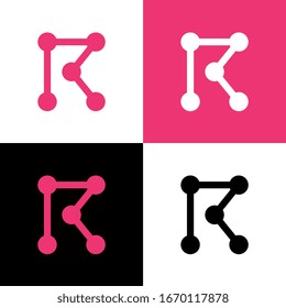 Letter R logo design template elements, digital technology concept, simple dot connection symbol
