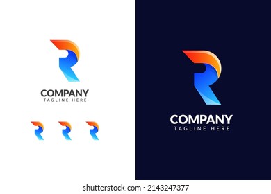 Letter R logo design template with gradient creative concept